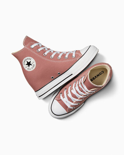 Chuck Taylor All Star Wedge Platform Light Saddle/White/Black, Angled View