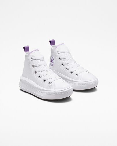 Chuck Taylor All Star Move Platform Blanco/Morado p&iacute;xel/Blanco, Angled View