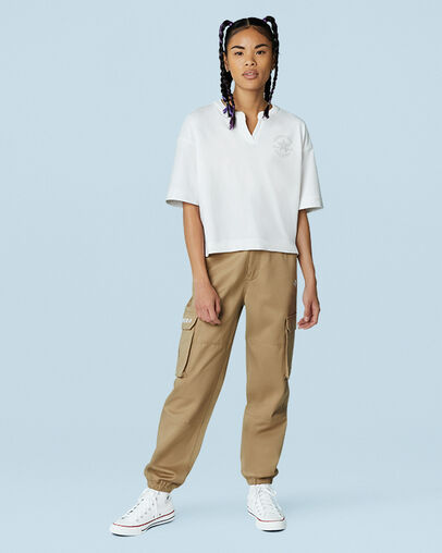 Cropped Chuck Taylor Patch T-Shirt White, Full Body View