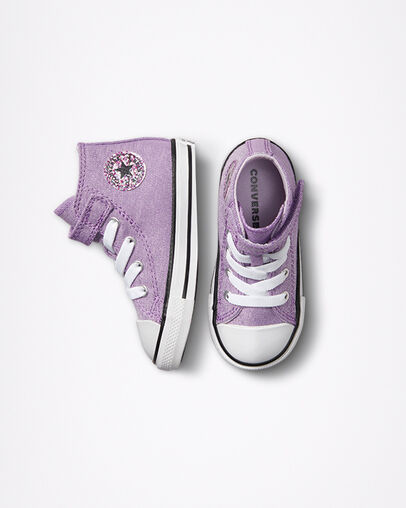 Chuck Taylor All Star 1V Undersea Glitter Pixel Purple/Pale Amethyst, Top and Side View
