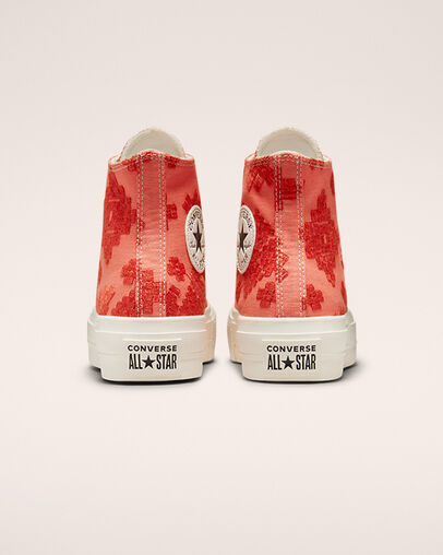 Chuck Taylor All Star Lift Platform Tonal Embroidery Bright Madder/Mantra Orange, Heel View