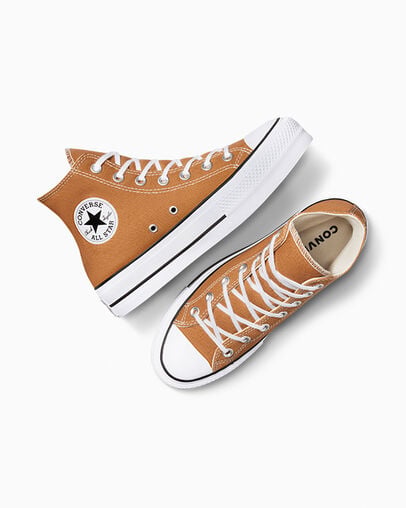 Chuck Taylor All Star Lift Platform Canvas Gingersnap Orange/White/Black, Angled View