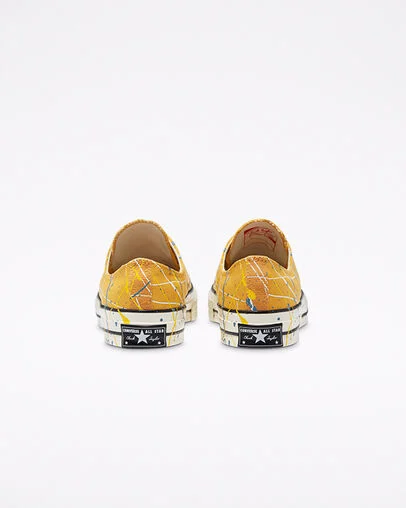 Chuck 70 Archive Paint Splatter Sunflower Gold/Egret, Heel View