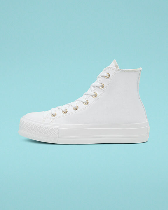 converse high top platform all white