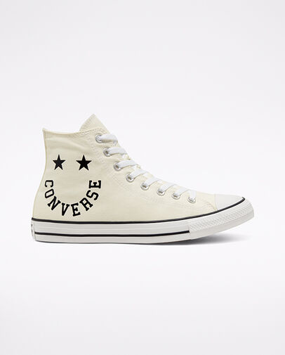 Cheerful Chuck Taylor All Star High Top Egret/Black/White, Outer Side View