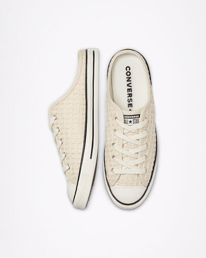 Chuck Taylor All Star Dainty Mule Raffia Natural Ivory/Egret/Black, Top and Side View