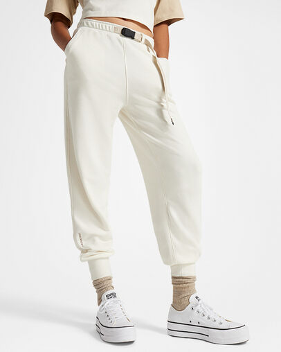 Wordmark Fleece Pants Converse Egret, Front View
