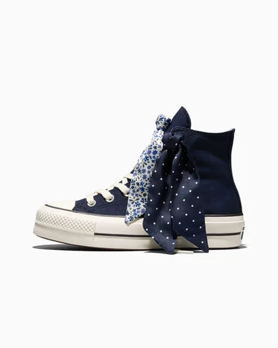 Chuck Taylor All Star Lift Platform Scarf Bow Obsidian Blue/Egret/No Shade Grey, Inner Side View