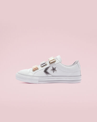 Star Player Easy-On Metallic Leather White/Gravel/Metallic, Inner Side View