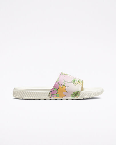 All Star Slide Crafted Florals Egret/Cyber Mango/Beyond Pink, Outer Side View