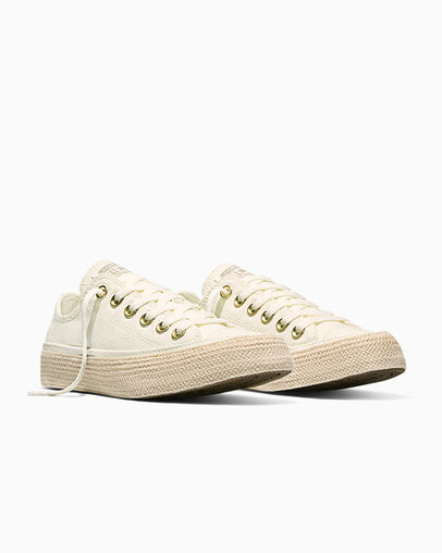 Chuck Taylor All Star Espadrille Egret/Papyrus/Gold, Top and Side View