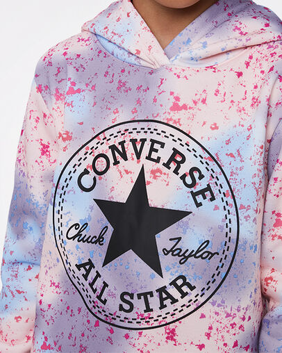 Korte hoodie met print over het gehele oppervlak Storm Pink