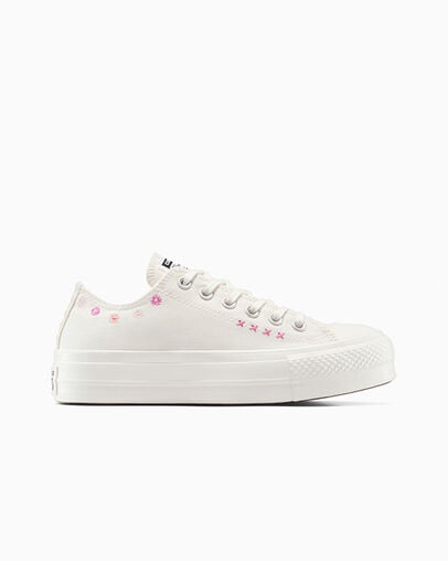 Chuck Taylor All Star Lift Floral Embroidery Low Top Garza/Fruto de az&uacute;car/Brote de cactus, Outer Side View