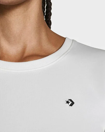 Star Chevron Slim Cropped T-Shirt White