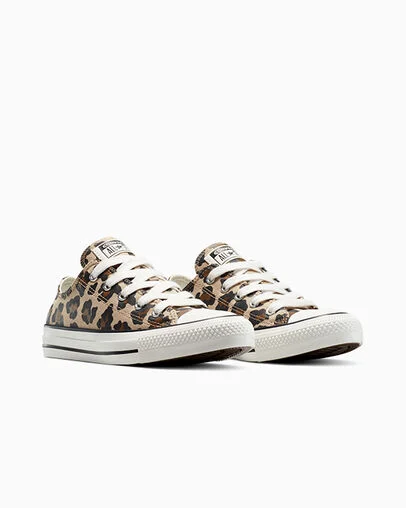 Chuck Taylor All Star Leopard Warm Quarry/Vintage White, Top and Side View
