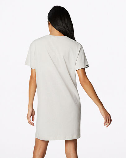 Heathered Short Sleeve T-Shirt Dress Natural Heather, Back View