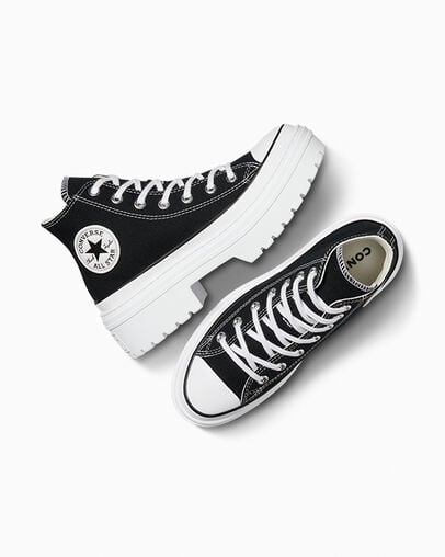 Chuck Taylor All Star Lugged Heel Platform Black/White/Egret, Angled View