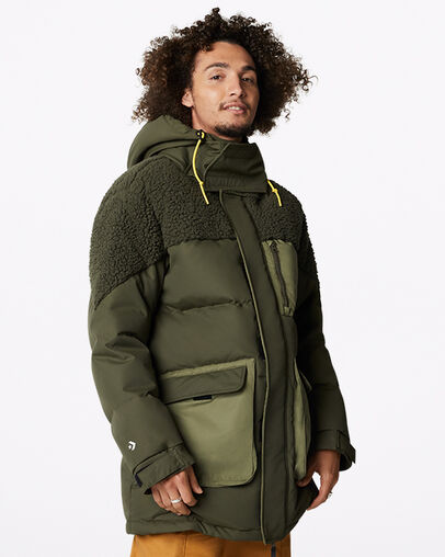 Premium Mid Down Jacket Cargo Khaki, Front View