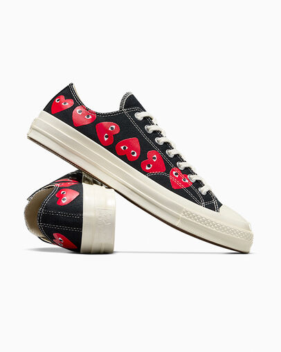 Converse x Comme des Gar&ccedil;ons PLAY Chuck 70 Multi Heart Nero/High Risk Red/Egret, Detail Angle View