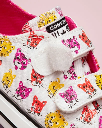 Chuck Taylor All Star Easy-On Jungle Cats White/Prime Pink/Amarillo, Detail Angle View