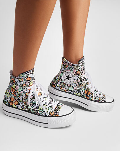 Chuck Taylor All Star Lift Allover Florals Black/White/Pale Surplus, Reflective View