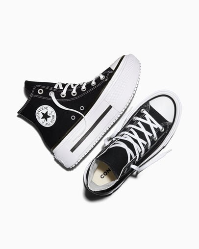 Chuck Taylor All Star Lift Double Stack Platform Canvas Black/White/Black, Angled View