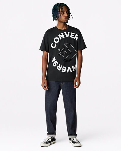 T-shirt col ras du cou Icon Play Noir Converse, Full Body View