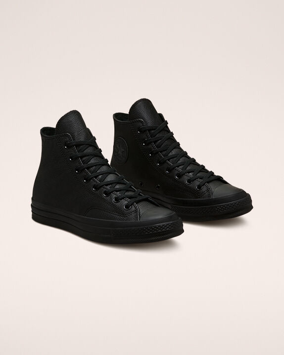 converse leather all black