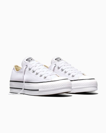 Chuck Taylor All Star Platform Canvas Wit/Zwart/Wit, Top and Side View