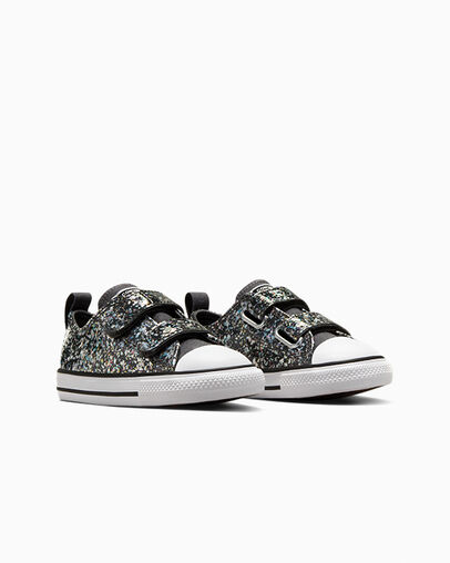 Chuck Taylor All Star Glitter Easy-On Dark Matter/White/Black, Top and Side View