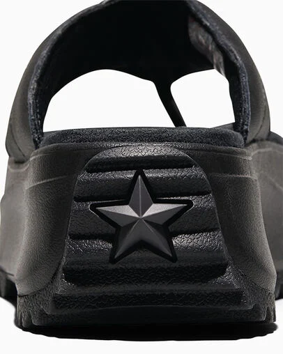 Run Star Sandal Platform Leather Black/Black/Black, Detail Angle View