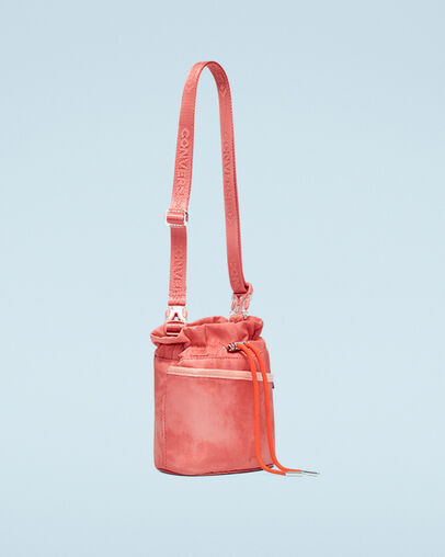 Mini sac seau bandouli&egrave;re d&eacute;lav&eacute; Terre cuite rose/Quartz rose, 3/4 View