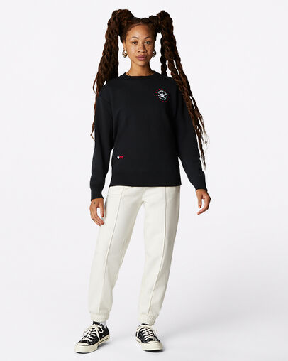 Sudadera Love Me Crew Neck Negro Converse, Full Body View