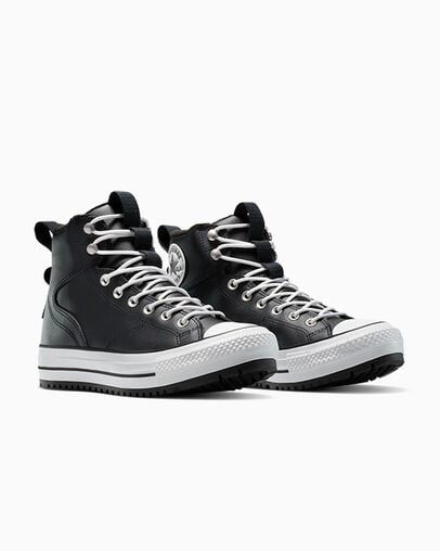 Chuck Taylor All Star Water-Repellent Hiker Boot Black/Black/White, Top and Side View