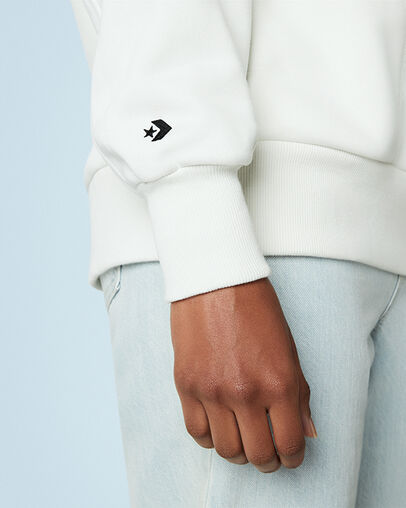 Oversized Logo Fleece Pullover Hoodie Vintage White