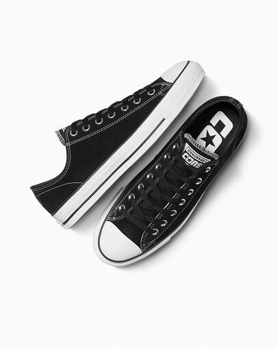 CONS Chuck Taylor All Star Pro Suede Black/Black/White, Angled View