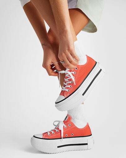 Chuck Taylor All Star Lift Double Stack Platform Canvas Vermillion Red/Weiß/Schwarz, Reflective View