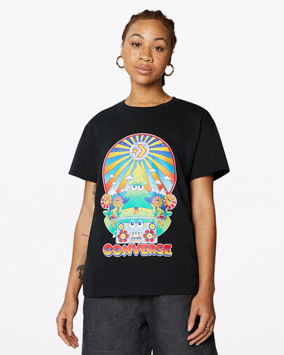 Nature Party Grafik-T-Shirt Converse Black, Front View