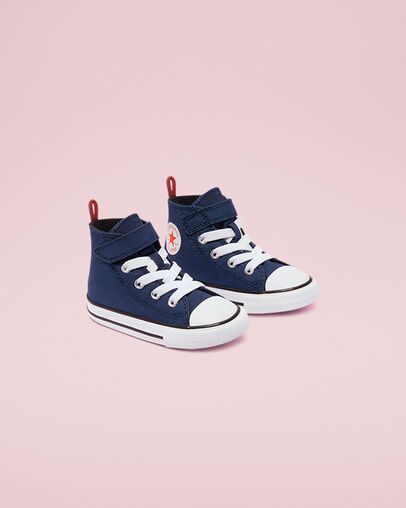 Toddlers' Converse Color Easy-On Chuck Taylor All Star Azul marino medianoche/Amapola brillante, Angled View