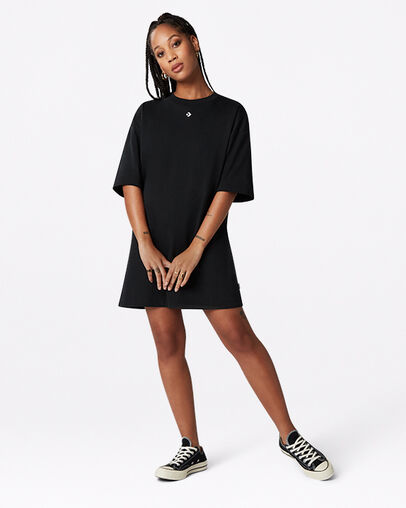 Wordmark Oversized T-Shirt Dress Converse Black, Full Body View