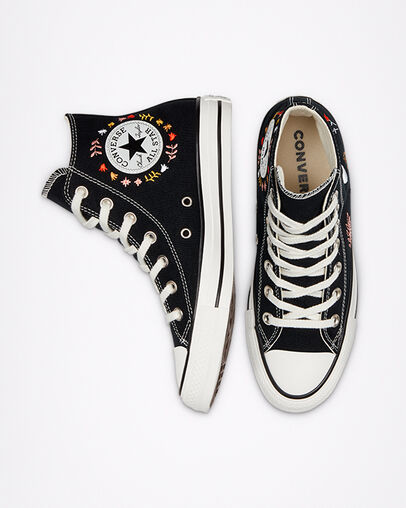 Chuck Taylor All Star It's Okay To Wander Black/White/Black, Top and Side View