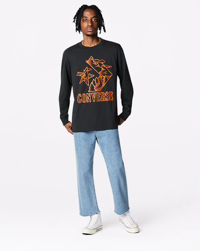 Better World Graphic Long Sleeve T-Shirt Converse Black, Full Body View