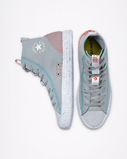 Chuck Taylor All Star Crater Summer Daze Ash Stone/Bright Poppy/White, Top and Side View