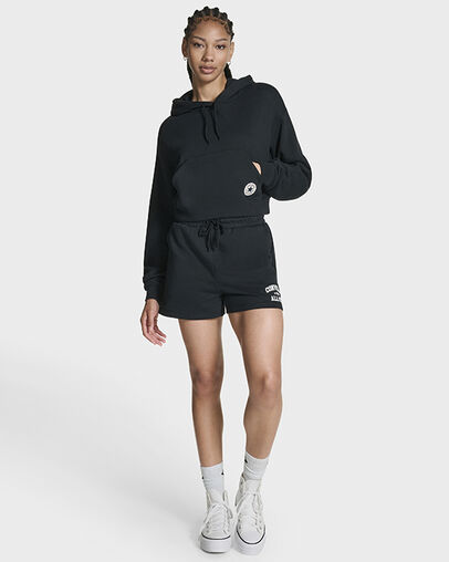 Chuck Taylor All Star Cropped Hoodie Black, Full Body View