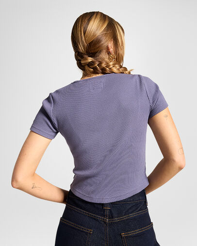Ribbed Slim T-Shirt Lavande cendr&eacute;e, Full Body View
