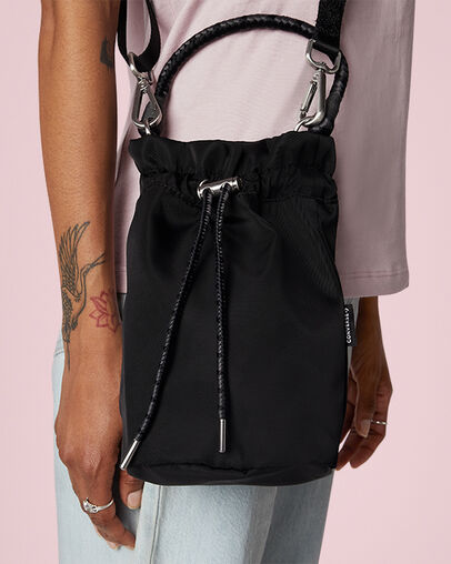 Satin Mini Bucket Bag Converse Black, Back View