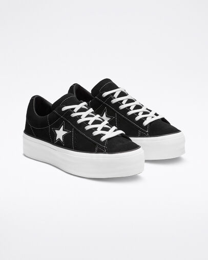 ONE STAR PLATFORM OX RHUBARB/WHITE/WHITE Black/Black/White, Angled View