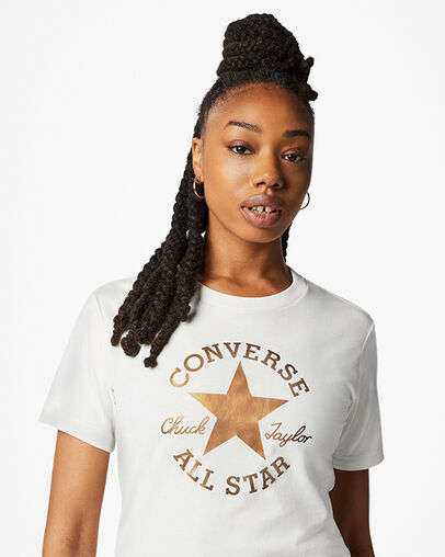 Metallic Chuck Taylor Patch Classic Fit T-Shirt Egret, Detail View