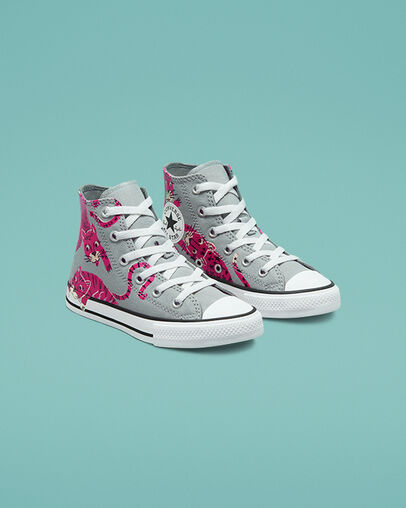 Chuck Taylor All Star Jungle Cats Ash Stone/Mason/Prime Pink, Angled View