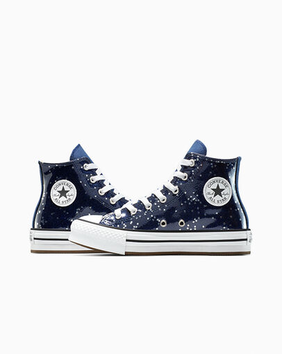 Chuck Taylor All Star EVA Lift Platform Glitter Navy/White/Egret, Detail Angle View